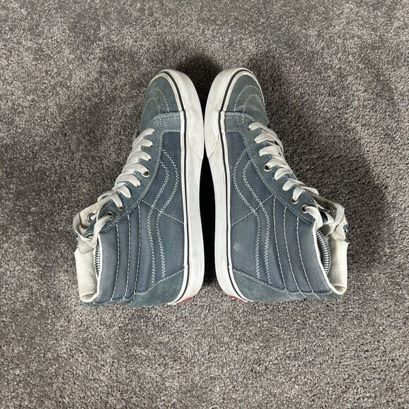 Vans Sk8 Hi Reissue Women's Size 7.5 Blue Canvas Suede Side Zip Skate Shoes Used - Picture 8 of 12
